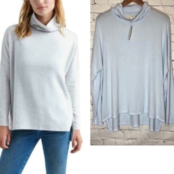 Lucky Brand Light Blue Cowl Neck Pullover Sweater Size L - Picture 1 of 6